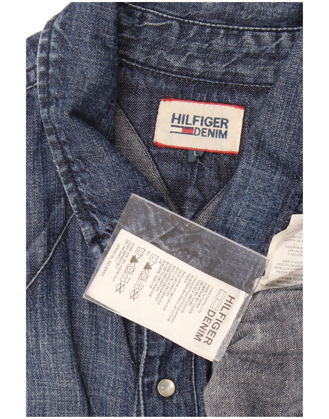 Męska koszula dżinsowa TOMMY HILFIGER, duża, granatowa, bawełniana