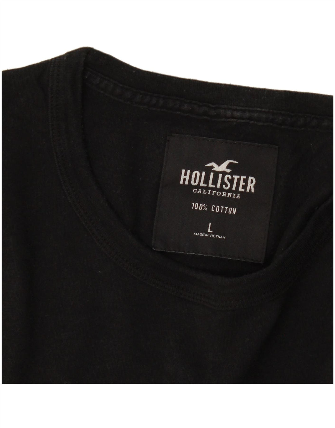 Męski top z grafiką Hollister z długim rękawem, duży, czarny, bawełniany