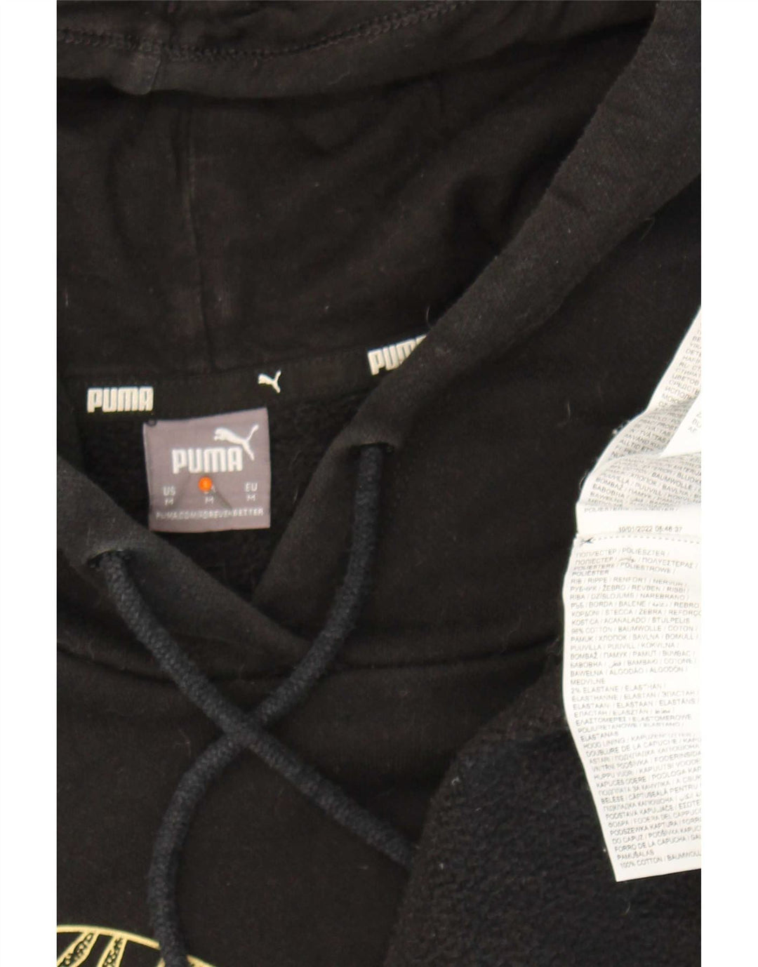 Męski sweter z kapturem Puma z grafiką, oversize UK 14, średni czarny, bawełniany