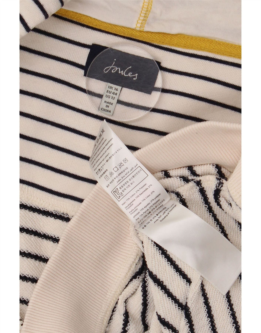 Damski sweter oversize z kapturem i zamkiem błyskawicznym Joules UK 16, duże białe paski