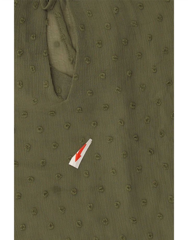Damska bluzka z prześwitującym rękawem 3/4 Zara UK 14 Medium Khaki w cętki