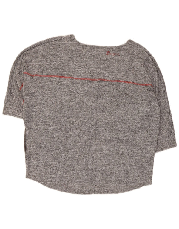 Damski graficzny top Desigual z rękawem 3/4, UK 14, średnioszary, geometryczny