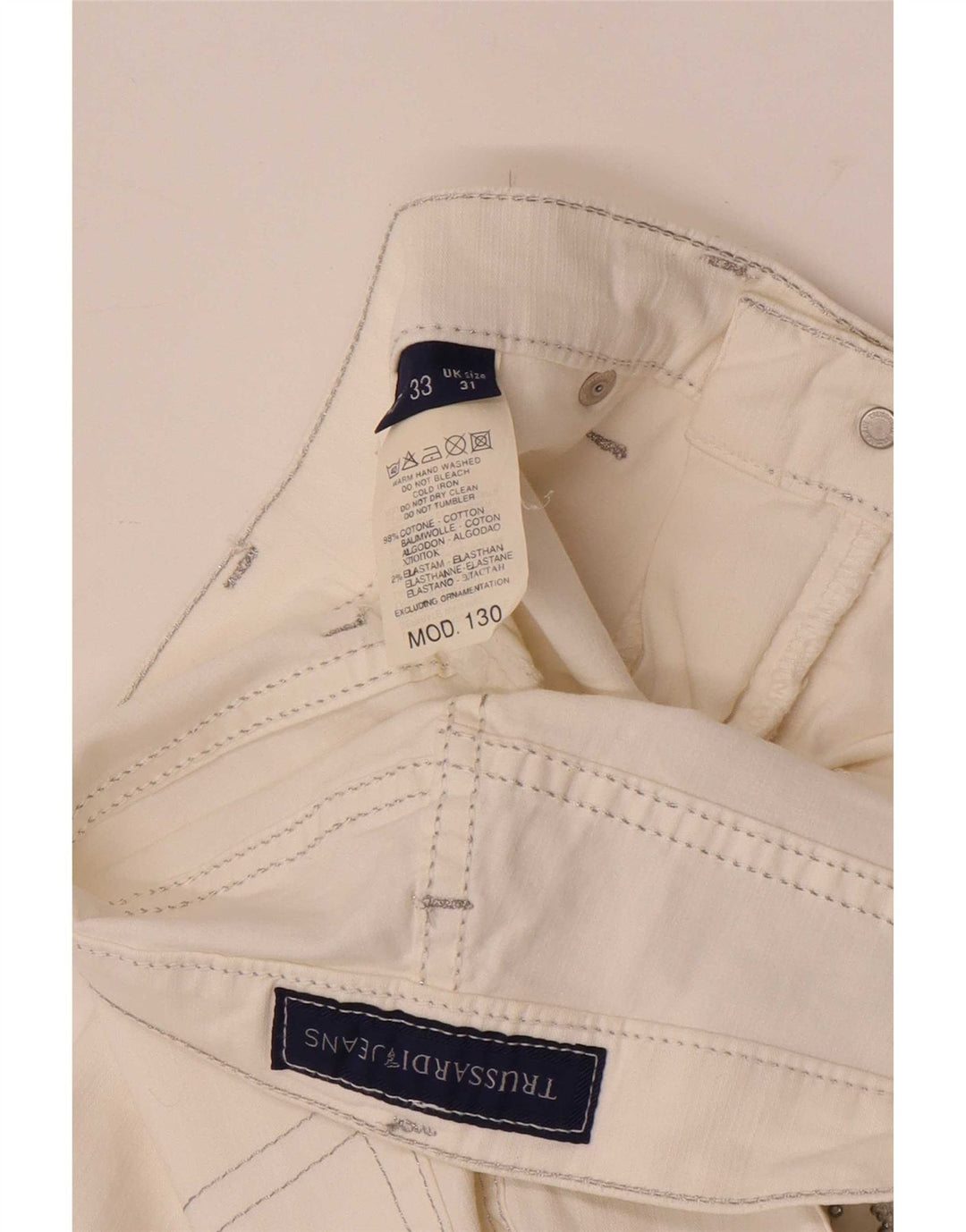 Damskie jeansy Bootcut Trussardi W31 L30 Biała bawełna