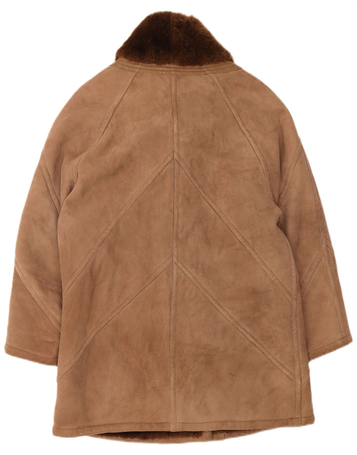 SMALBY Damski płaszcz oversize z owczej skóry UK 18 XL, brązowy