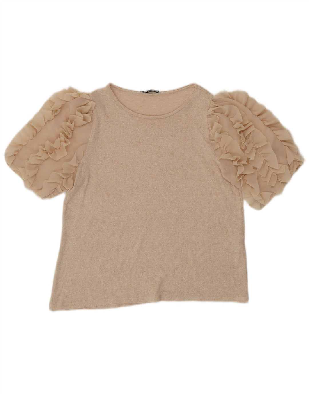 Bluzka damska Zara Top UK 14 Large Beżowa Wiskoza
