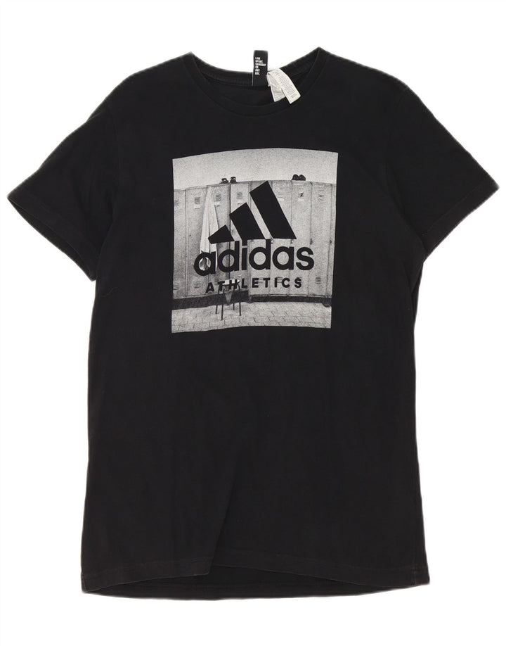 Męska koszulka z grafiką Adidas, średnia, czarna bawełna