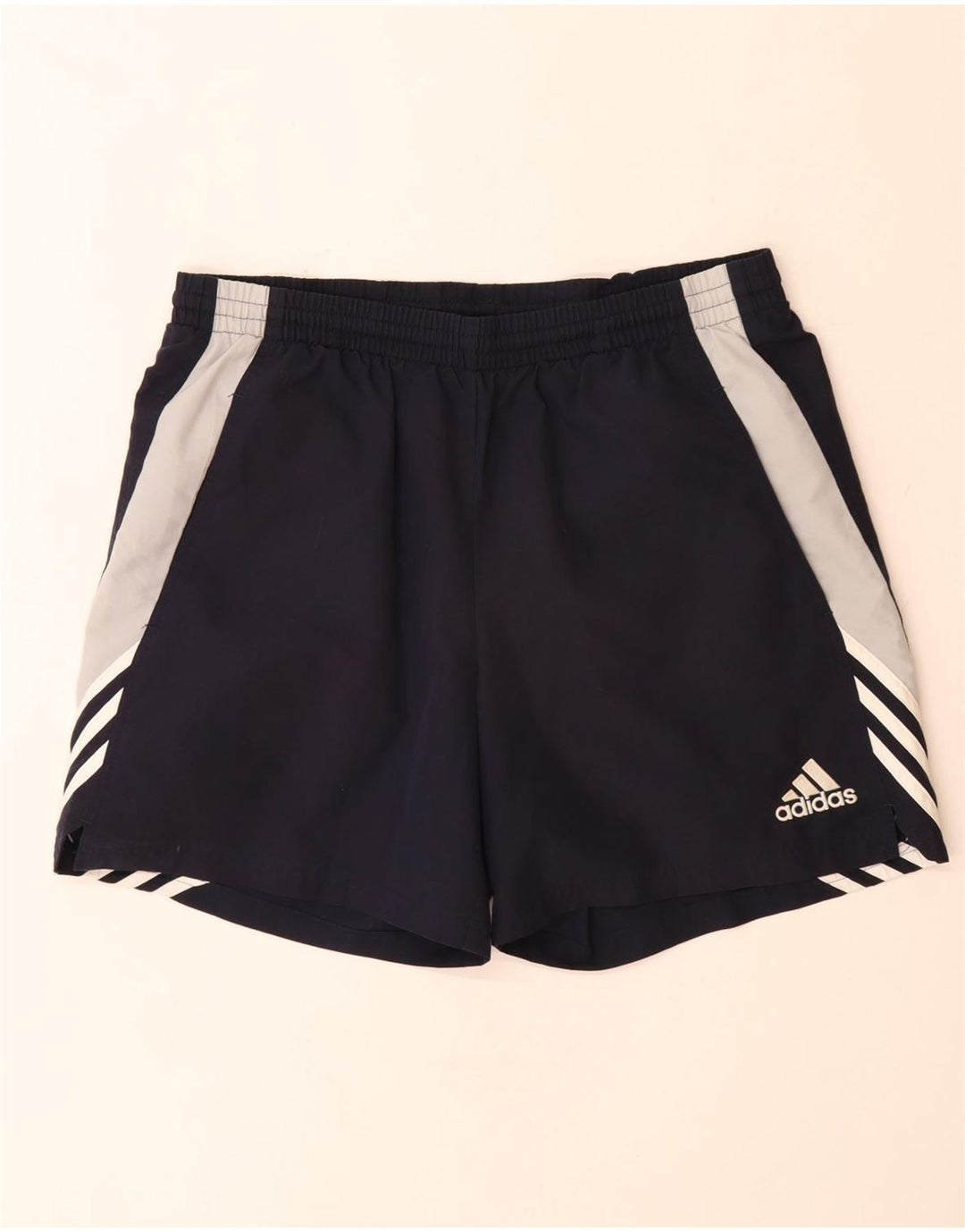 Męskie spodenki sportowe Adidas, duże, granatowe, z blokami kolorów, poliestrowe