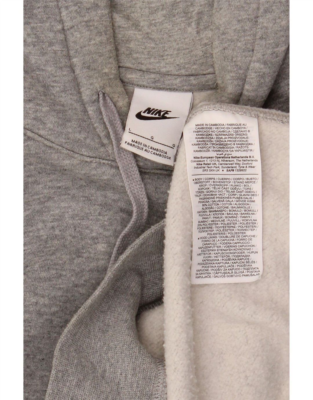 Męski sweter z kapturem NIKE, duży, szary, bawełniany