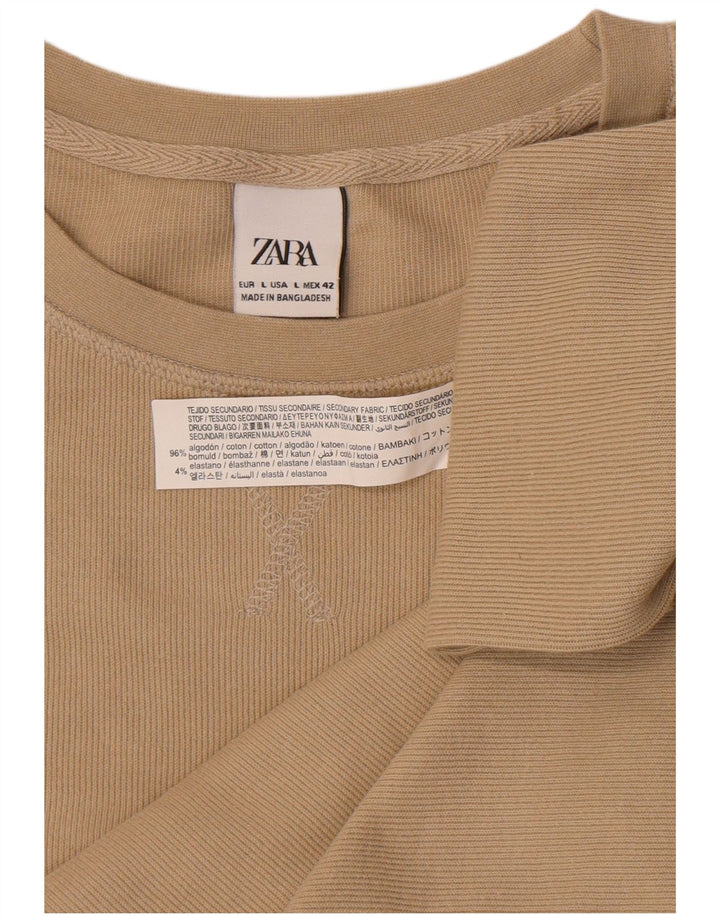 Męski top Zara z długim rękawem, duży, beżowy, bawełniany