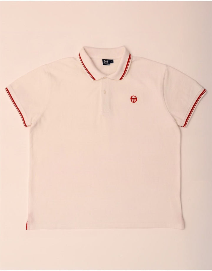 Męska koszulka polo Sergio Tacchini, duża, biała, bawełniana