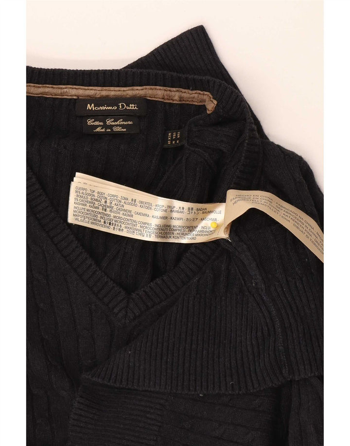 Męski sweter Massimo Dutti z dekoltem w kształcie litery V, średni granatowy, bawełniany