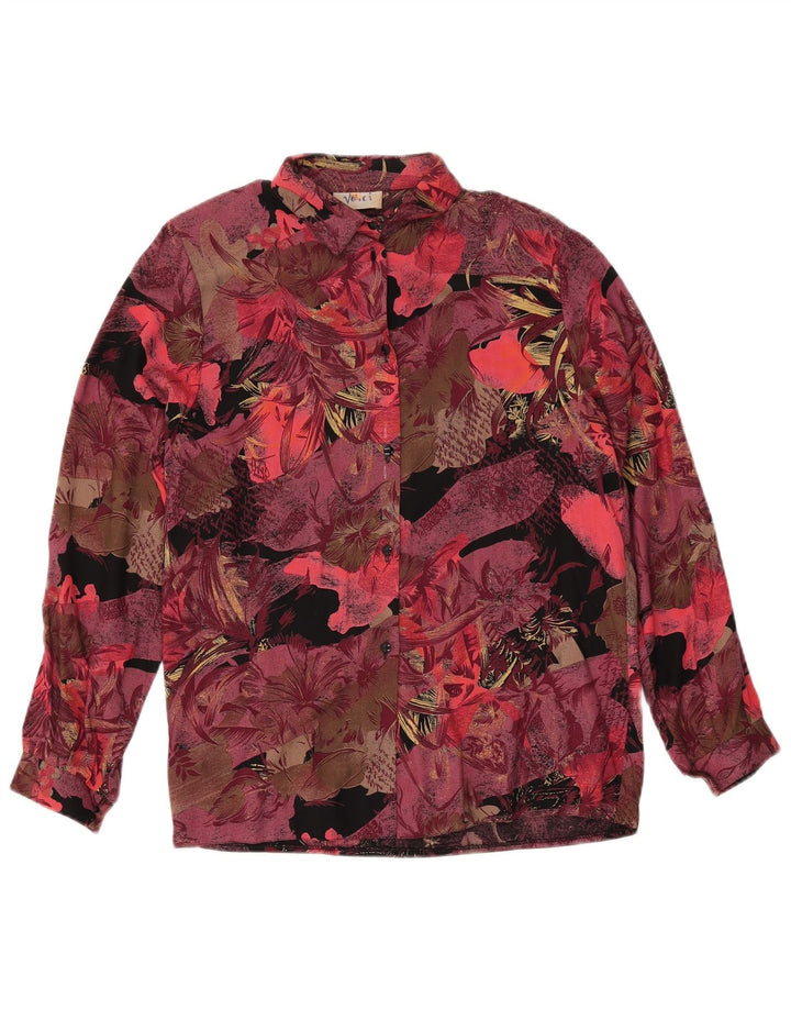 Vintage damski 2-częściowy zestaw spódnic UK 12 Medium W27 Burgundowy kwiatowy retro