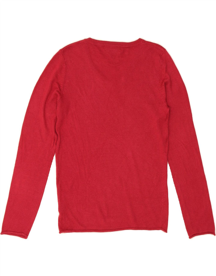 MOSSIMO Womens V-Neck Jumper Sweater UK 14 Medium Burgundy Nylon Vintage Mossimo and Second-Hand Mossimo from Messina Hembry 