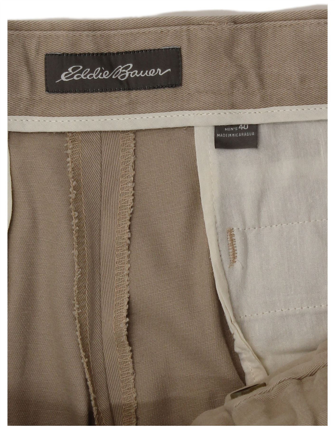 Męskie proste spodnie chino Eddie Bauer W40 L30 beżowe