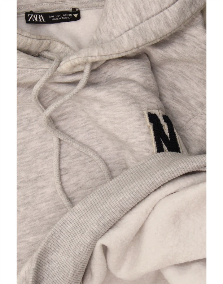 Damski sweter oversize z kapturem Zara UK 16, duży, szary