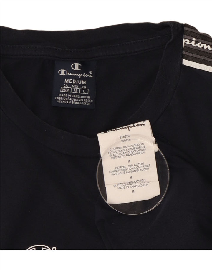 Męska koszulka z grafiką Champion, średnia, granatowa, bawełniana