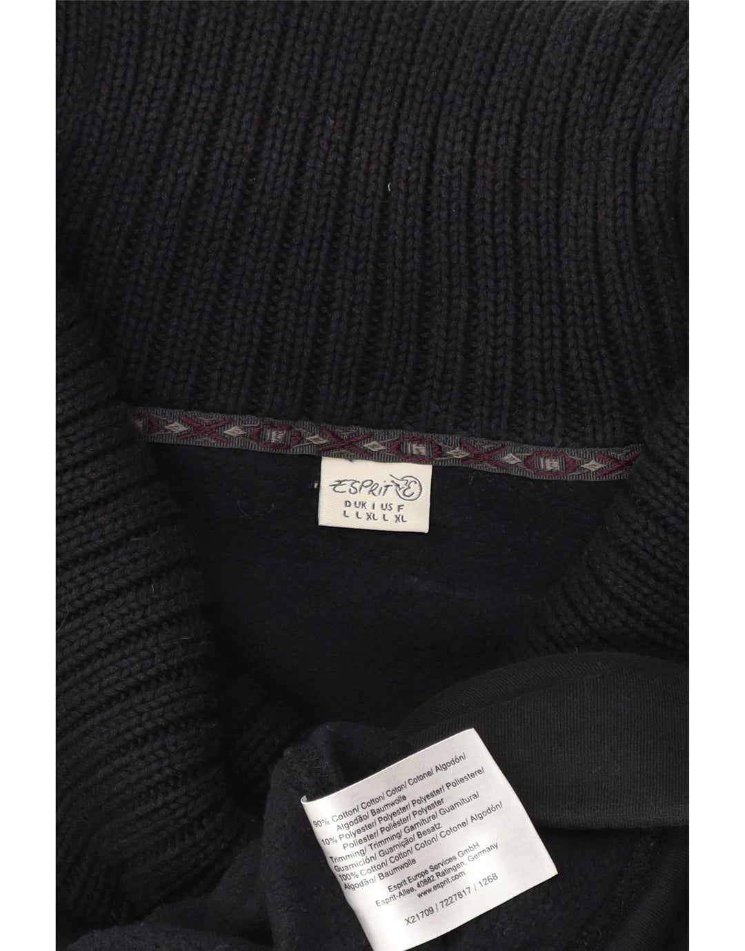 ESPRIT Womens Roll Neck Sweatshirt Jumper UK 16 Large Black Cotton