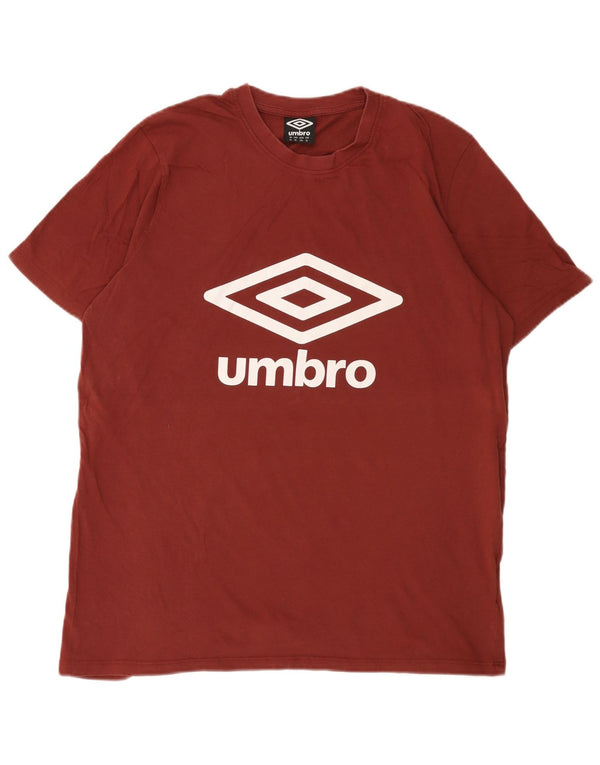 Męski T-shirt z grafiką Umbro, top XL, bordowa bawełna