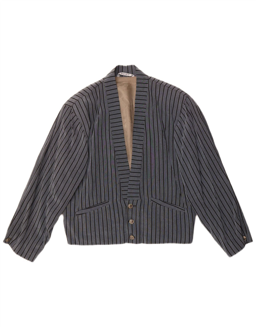 Męska marynarka Polbot zapinana na 3 guziki UK 38 Średnioniebieskie prążki