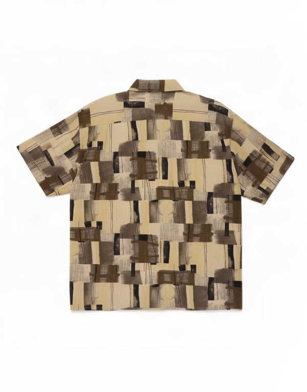 Koszula męska z krótkim rękawem w stylu vintage, rozmiar 45/46 2XL, wielokolorowa, geometryczna