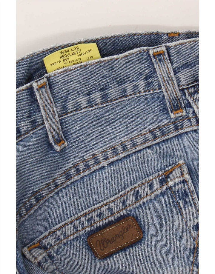 Męskie jeansy Wrangler o prostym kroju W34 L32, niebieska bawełna