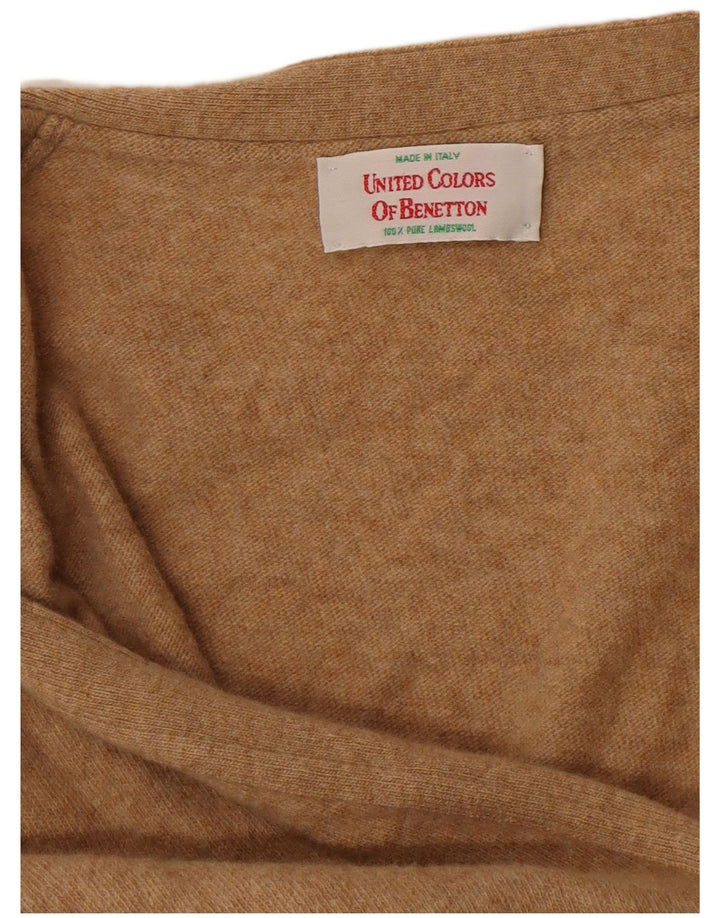 Sweter damski Benetton UK 16, duży, brązowy, wełna owcza