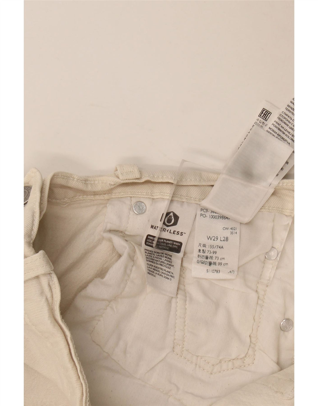 Damskie jeansy Levi's 501 Straight W29 L28 Off White Cotton