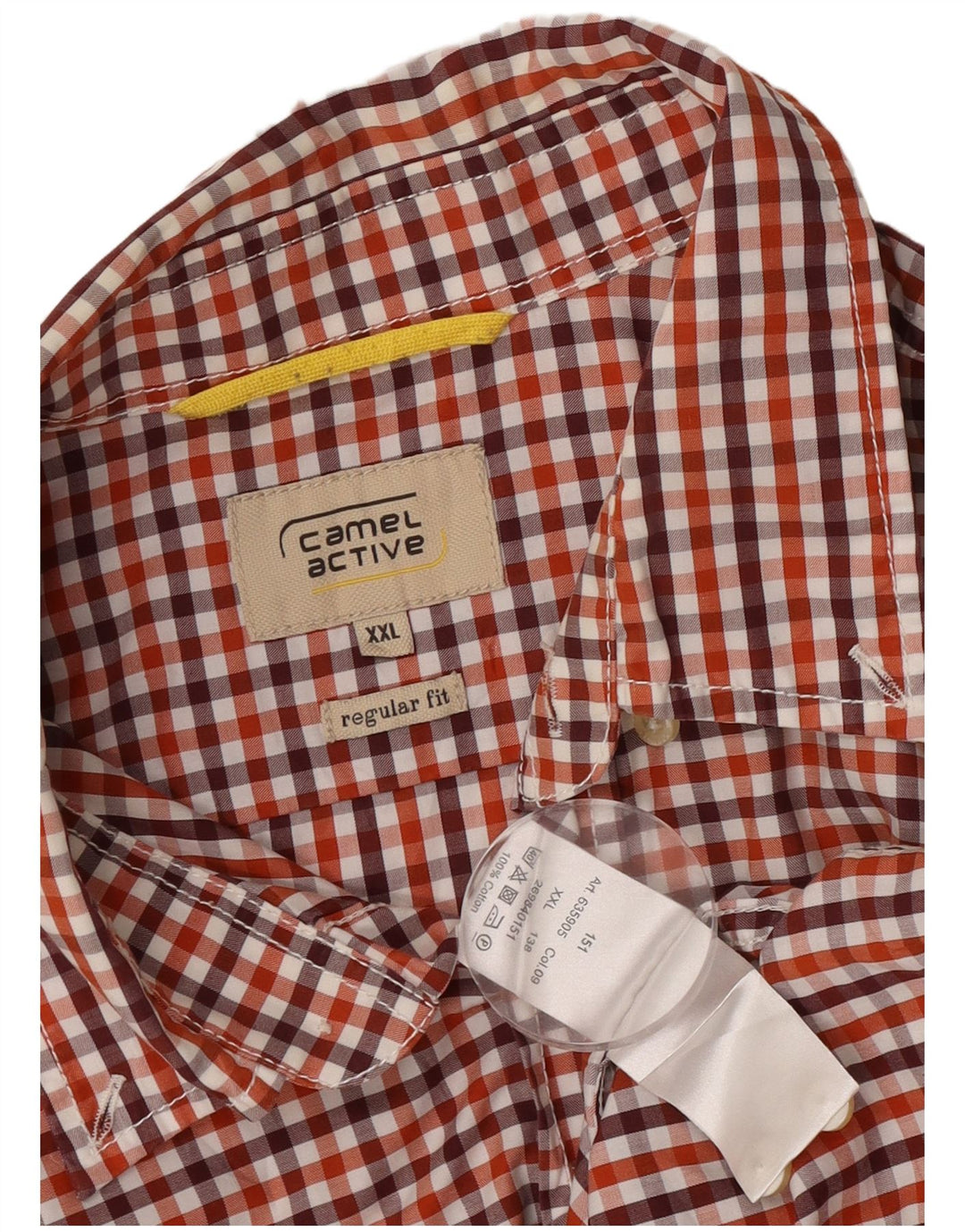 Camel Active Męska koszula z krótkim rękawem o regularnym kroju, 2XL, czerwona bawełniana kratka