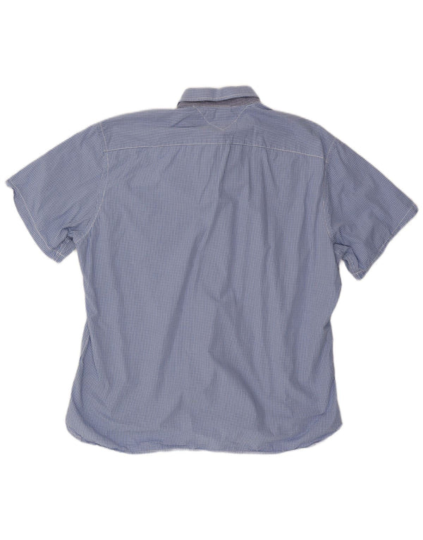 Męska koszula z krótkim rękawem TOMMY HILFIGER o dopasowanym kroju 2XL, niebieska bawełniana kratka