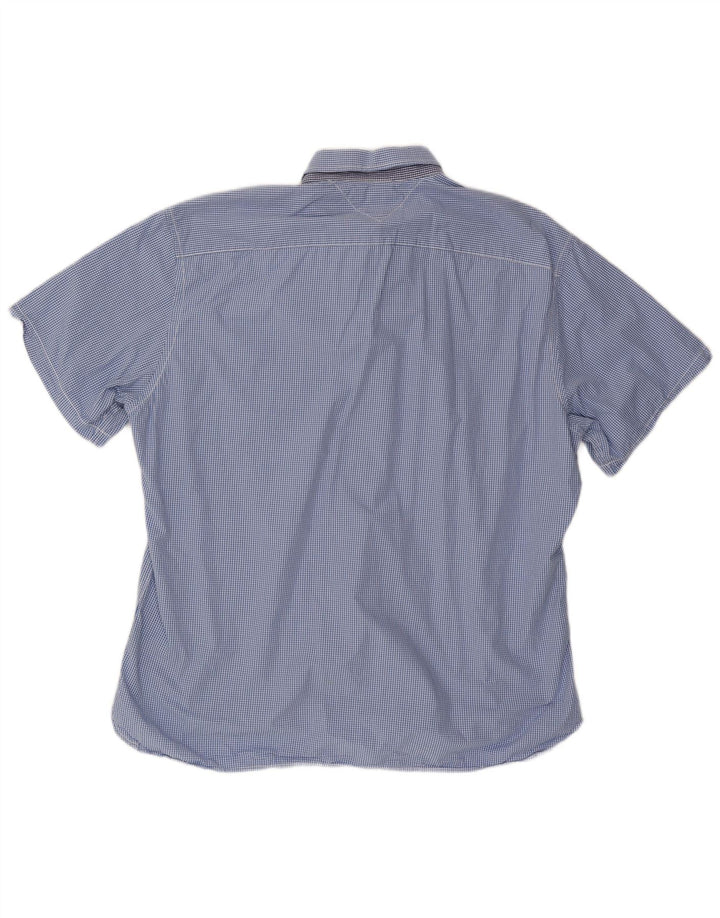 Męska koszula z krótkim rękawem TOMMY HILFIGER o dopasowanym kroju 2XL, niebieska bawełniana kratka