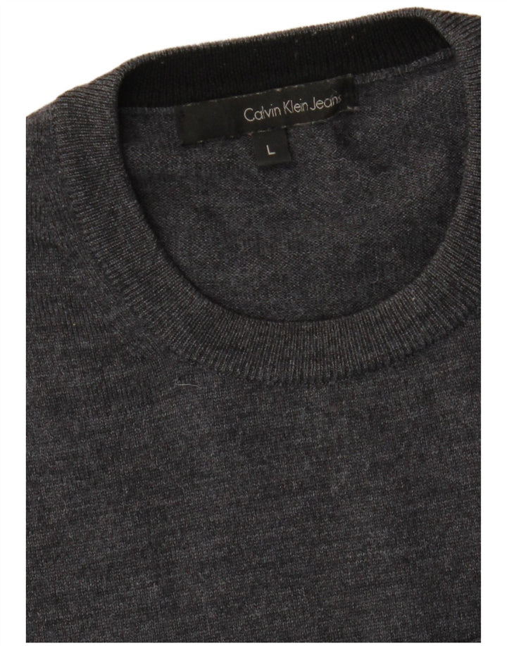 Damski sweter z okrągłym dekoltem Calvin Klein Jeans UK 16, duży, szary