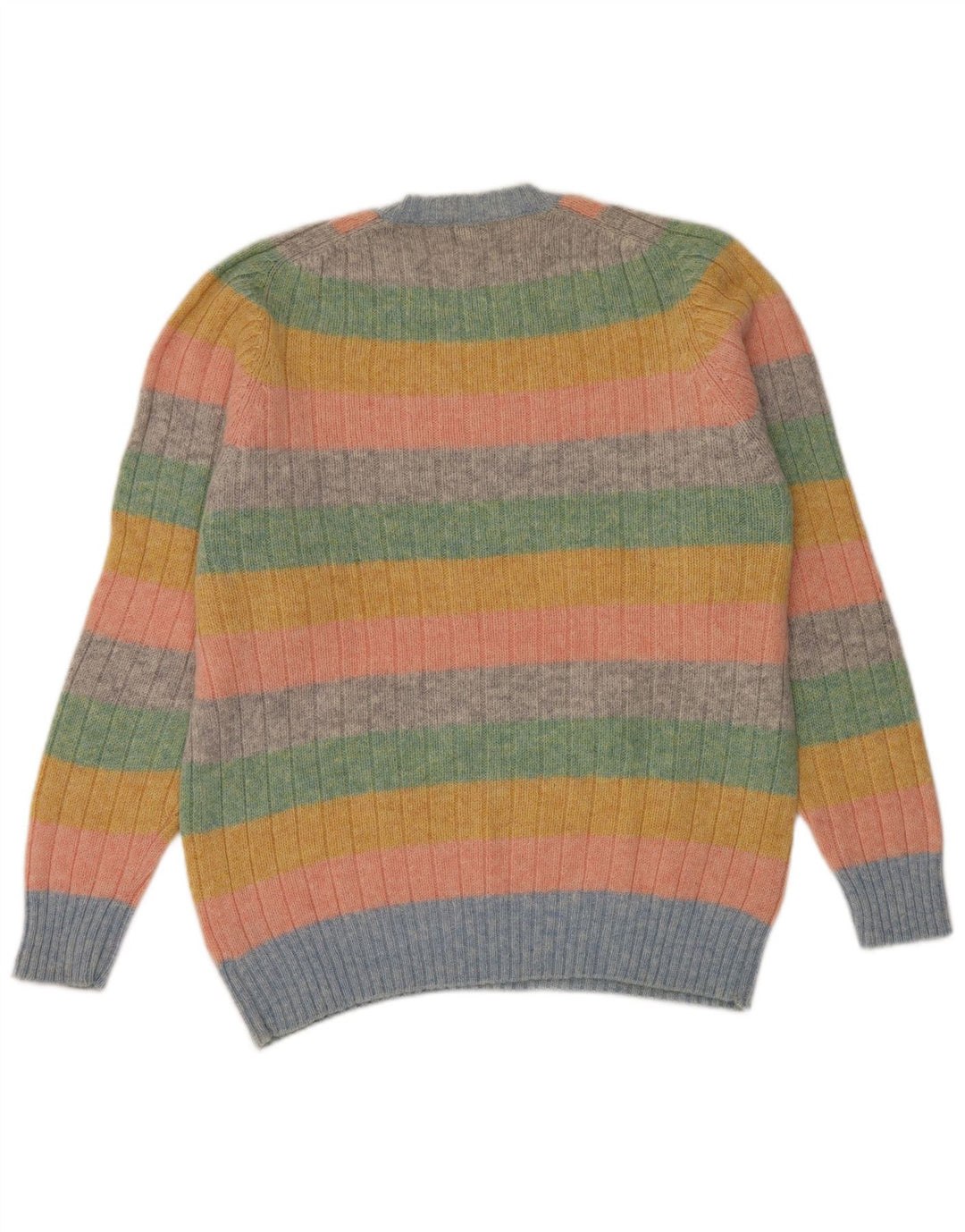 Vintage męski sweter z okrągłym dekoltem, duży, wielobarwny wełniany pasek
