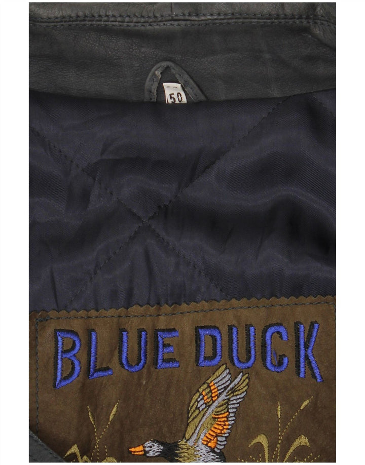 Płaszcz męski skórzany Blue Duck IT 50, duży, granatowy