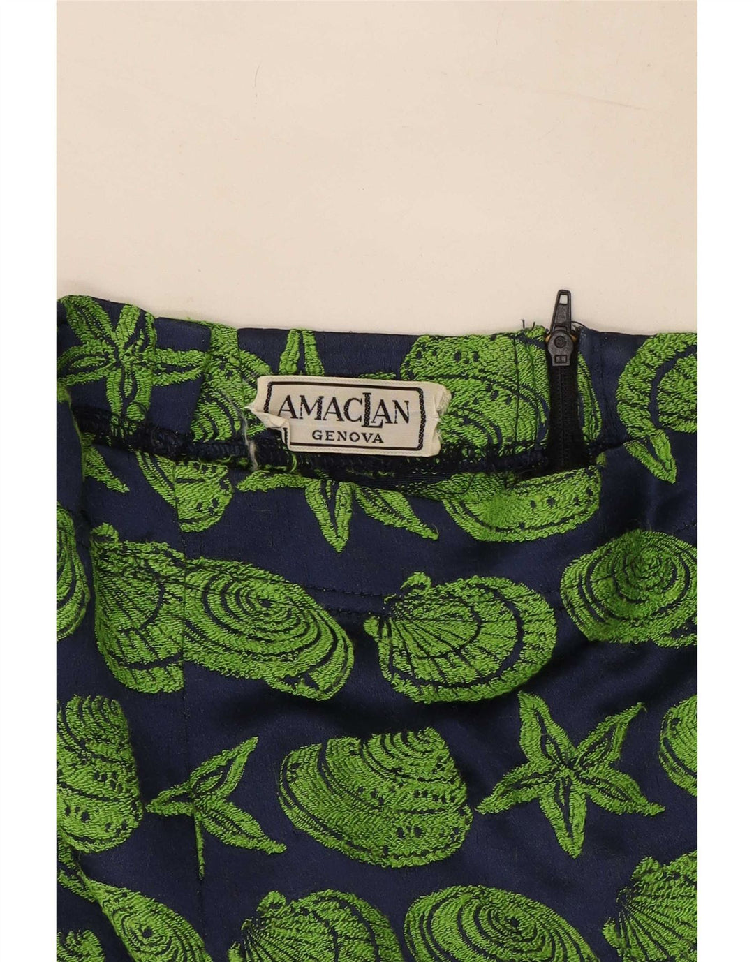 Vintage damska spódnica ołówkowa w abstrakcyjny wzór, średnia W28 granatowa