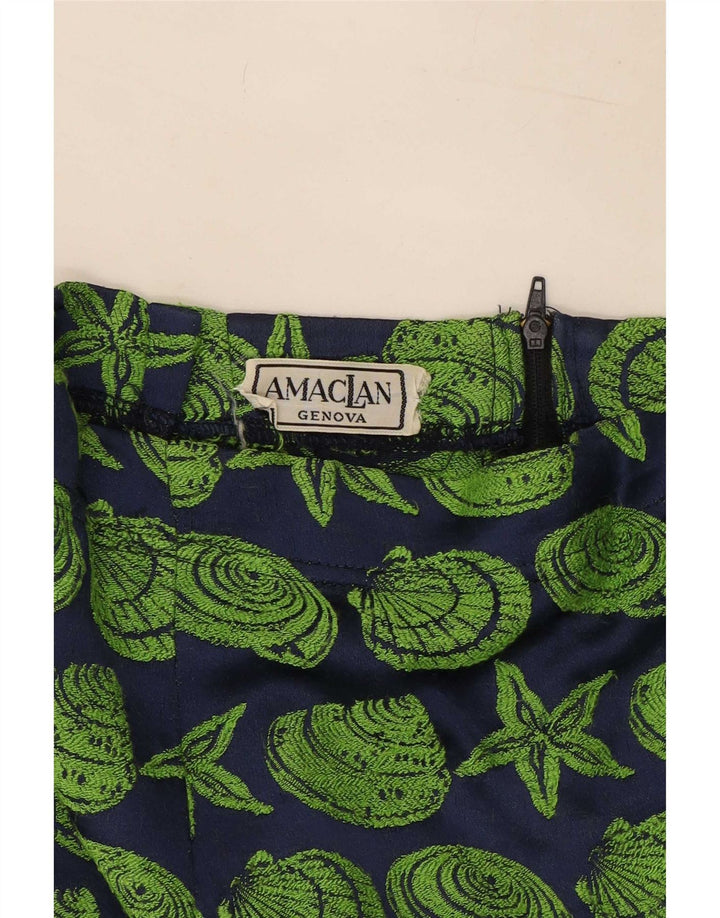 Vintage damska spódnica ołówkowa w abstrakcyjny wzór, średnia W28 granatowa