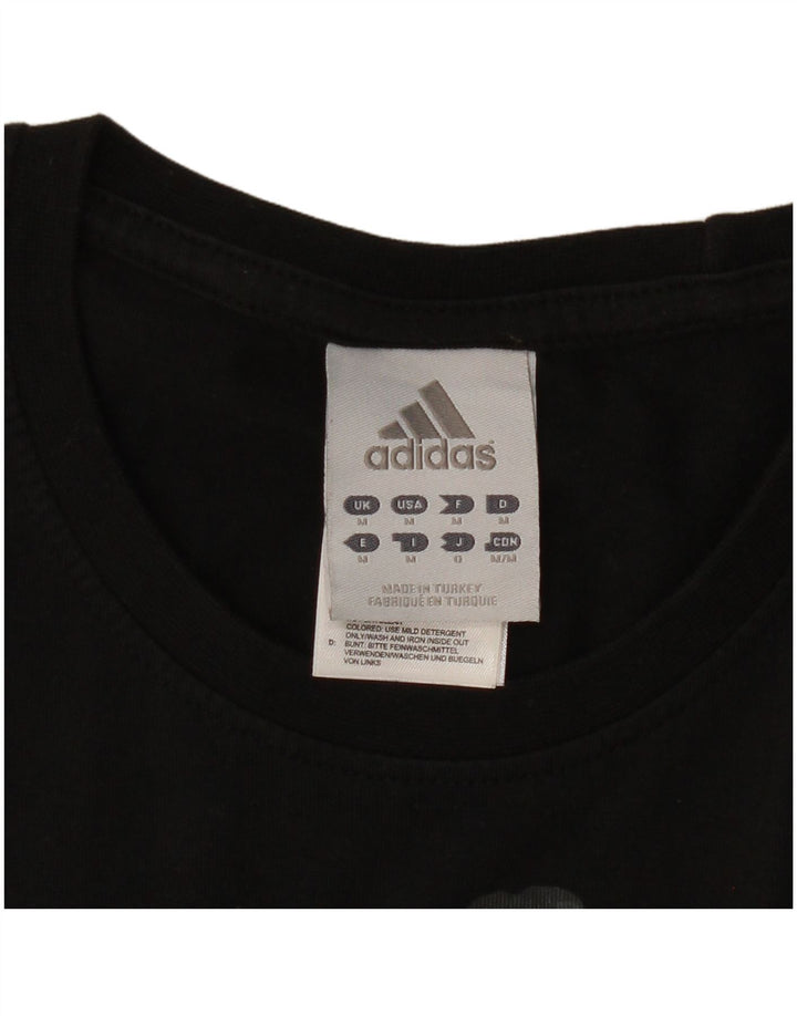 ADIDAS Mens Graphic T-Shirt Top Medium Black Cotton