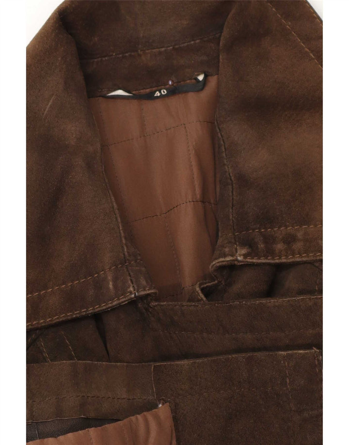 Vintage damski zamszowy płaszcz z podwójnymi piersiami IT 40 Small Brown