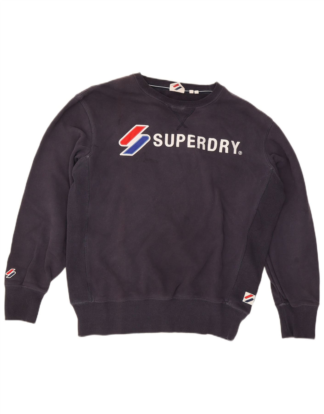 Męski sweter z grafiką Superdry, duży, granatowy, bawełniany