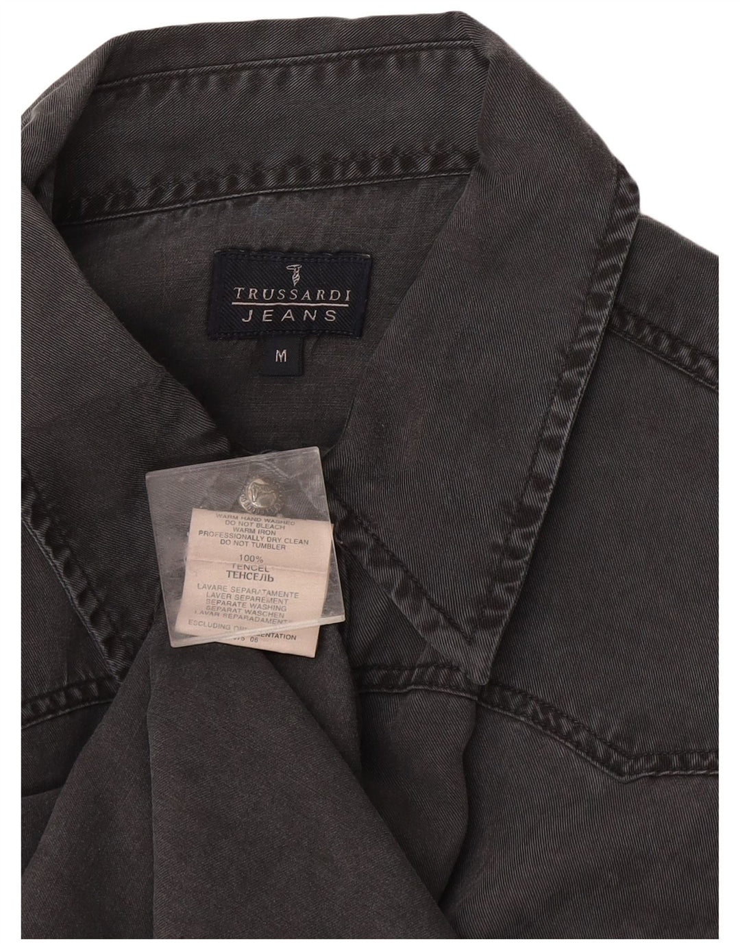 Męska koszula dżinsowa Trussardi Jeans, średnioszara Tencel