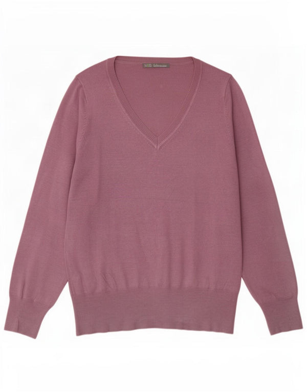Sweter damski Marks & Spencer z dekoltem w kształcie litery V, UK 14, średni fiolet, wiskoza