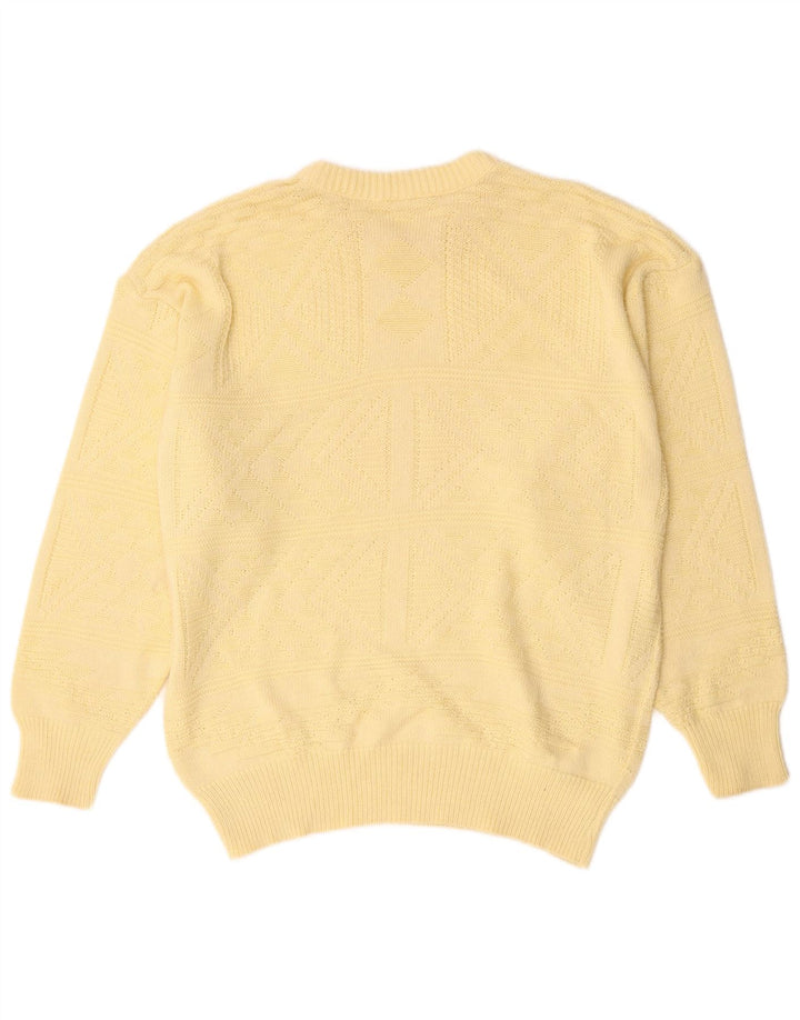 Vintage męski sweter z dekoltem w łódkę, duży żółty
