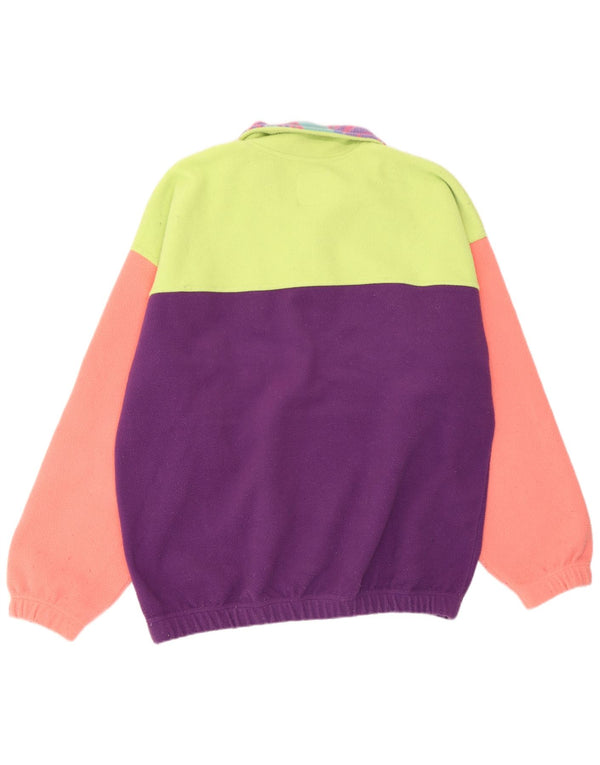 Benetton Mens Zip Neck Fleece Jumper XL Multicoloured Geometric Polyester
