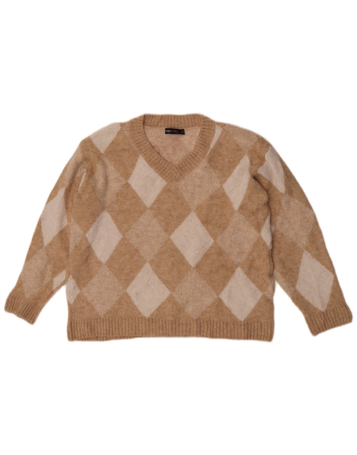 Marks & Spencer Damski sweter z dekoltem w kształcie litery V, UK 10, mały beż
