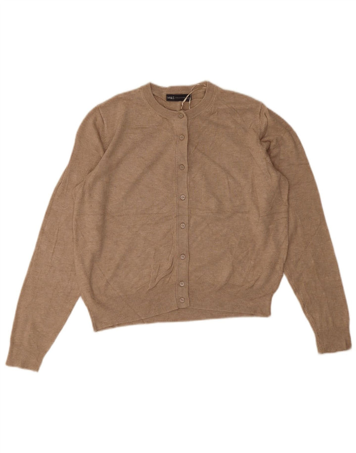 Sweter damski Marks & Spencer Crop Cardigan UK 14 Średni Beż Wiskoza