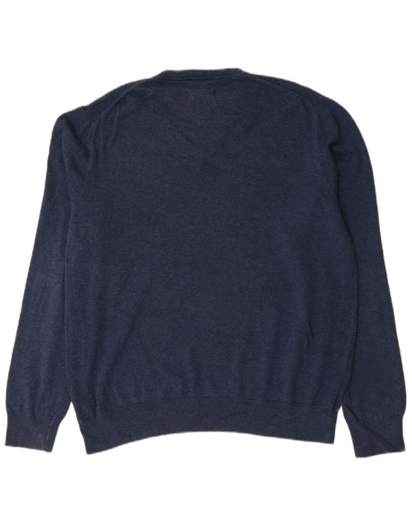 Marks & Spencer Mens V-Neck Jumper Sweater XL Blue Cotton