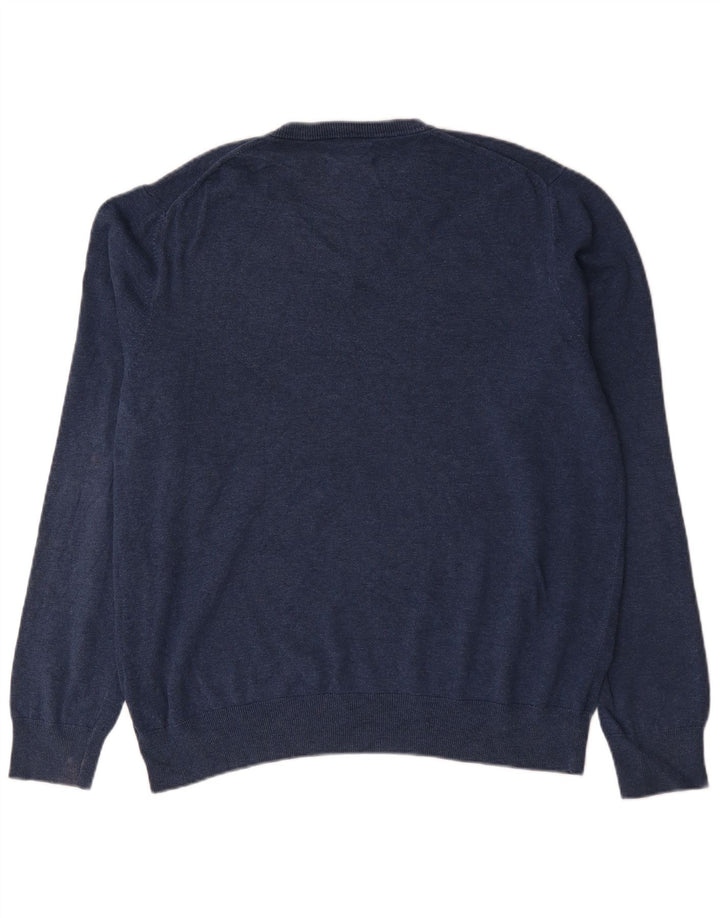 Marks & Spencer Męski sweter z dekoltem w kształcie litery V, XL, niebieski, bawełniany