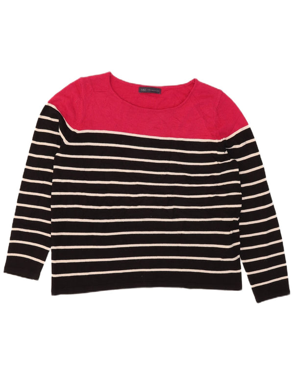 Marks & Spencer Damski sweter z dekoltem w łódkę, UK 16, duże czarne paski