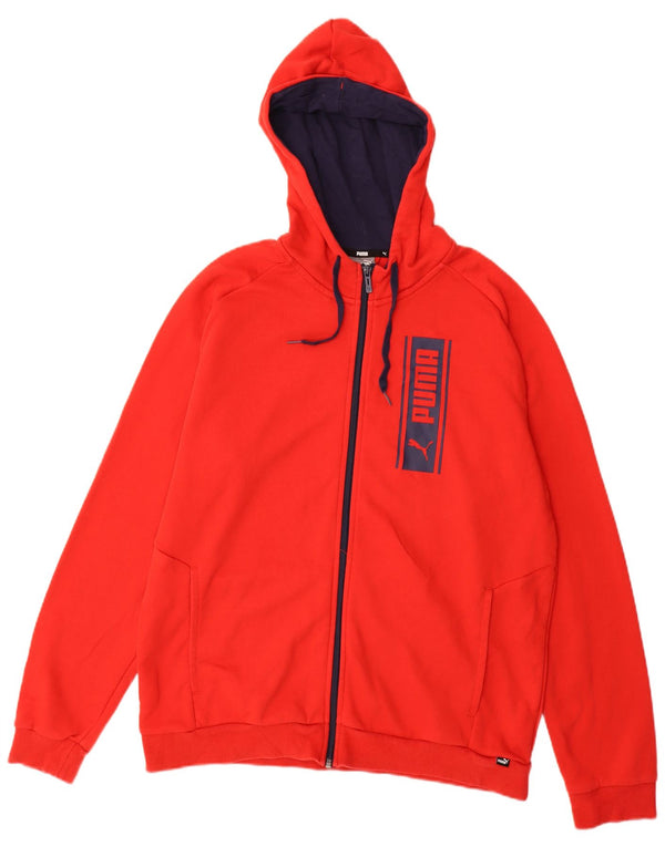 Męski sweter z kapturem i zamkiem błyskawicznym PUMA, duży, czerwony, bawełniany