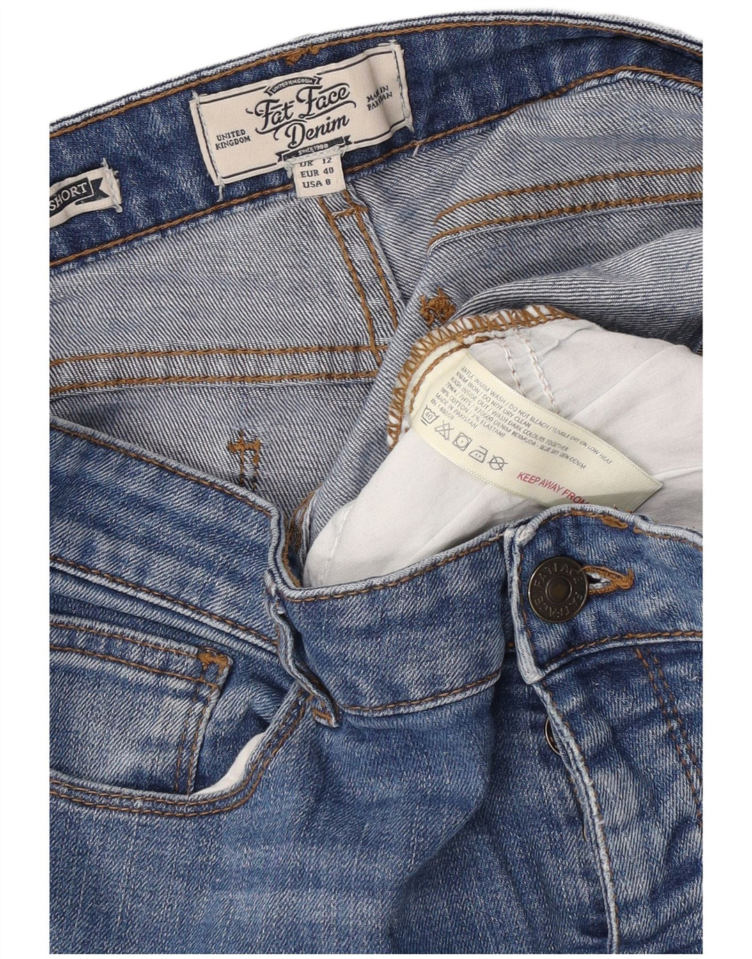 Damskie jeansowe bermudy Fat Face UK 12 Medium W32 Niebieskie bawełniane