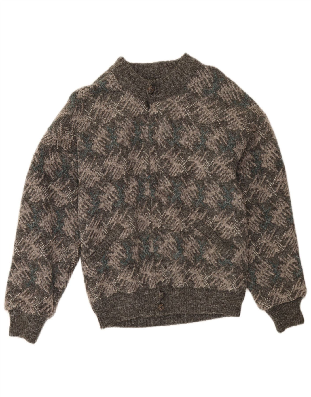 Sweter męski w stylu vintage IT 48 Średni szary geometryczny